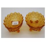 LG Wright Amber Glass Daisy & Button Footed