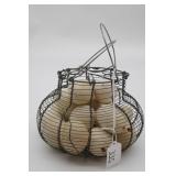 Old Wire Egg Basket w/Eggs