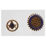 14kt Masonic Pin & Rotary Past President Pin