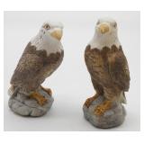 Pair of Hand Painted Ceramic Eagle Figurines