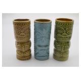 Mid Century Style Glazed Ceramic Tiki Mug Lot (3)