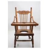 Pressed Back Wooden High Chair/Potty Chair