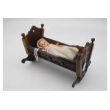 Vintage Doll Cradle and Doll