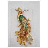 Vintage Peacock Bird of Paradise Brooch