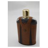 Glass Flask Brown Leather Case
