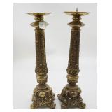 Pair of Ornate Brass Church Altar Candle Holders