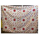 Polka Dot & Rosette Quilt Red, Gold & White