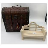 Doll Bench & Vintage Woven Chest