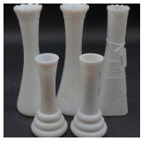 Assorted Milk Glass Flower Vases