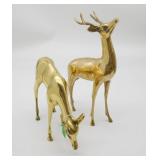 Brass Deer Sculptures Buck & Doe