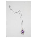 Sterling Silver Purple Stone Pendant and Sterling