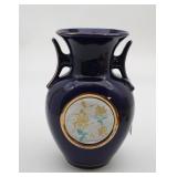 Vintage Japanese Cobalt Blue Pottery Vase