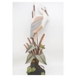 Coastal Great Egret Sculpture Wood/Metal