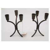 Vintage Three Light Wrought Iron Candle Holders