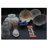 Box Lot of Misc. China, Lamp Shade & Etc