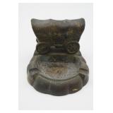 Cast Metal Covered Wagon Ashtray