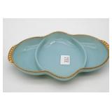 Fire King Blue Milk Glass Divided Serving Tray