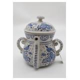 Avon Blue & White Two Handled Embossed