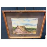 Watercolor Country Barn Landscape