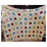 Hand Crocheted Raised Rose Afghan