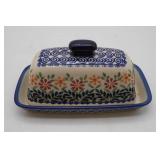 Blue Rose Polish Pottery Butter Dish