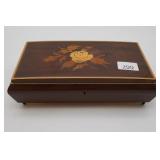 Inlaid Wooden Jewelry Box w/Contents