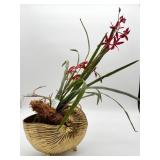 Brass Nautilus Shell Planter with Floral