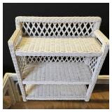 White Wicker Three Tier Wall Shelf