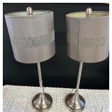 Pair of Brushed Nickel Table Lamps
