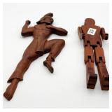 Hand Carved Wooden Figures (One is Articulated)
