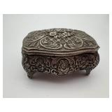 Vintage Silver Tone Footed Trinket Box made in