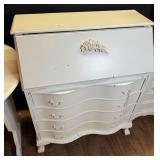 White Painted Serpentine Front Secretary Desk