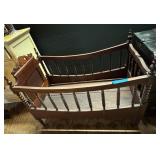 Antique Early Walnut Youth Spindle Bed