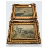 Pair of Prints in Gold Frames