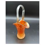 Waffle Block Carnival Glass Basket