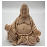 Faux Ivory Resin Laughing Buddha Figurine