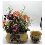 Pacific Rim Grape Motif Ceramic Planter & Matching