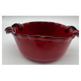 Italica Ars Red Majolica Handled Serving Bowl