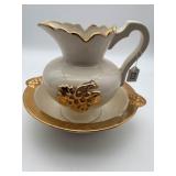 White & Gold Pitcher & Bowl