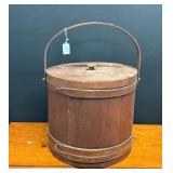Antique Primitive Wooden Firkin Large