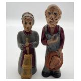 Hand Carved Folk Art Farmer Figurines