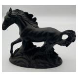 Black Porcelain Horse Figurine As Is