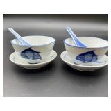 Koi Fish Rice/Soup Set Bowls, Saucers & Spoons
