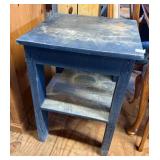 Primitive Blue Painted Wooden Side Table