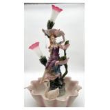Art Nouveau Style Lady & Swan Floral Table Lamp