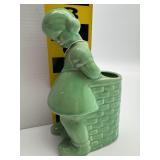 Vintage Little Girl Planter Green