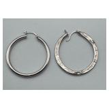 (2) 14kt White Gold Hoop Earrings Mismatched As IS
