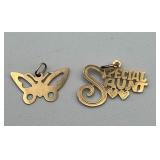 14kt Yellow Gold Charms Butterfly & Special Aunt