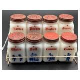 Milk Glass Dutch Spice Jar Set