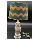 Ceramic Owl Lamp w/Chevron Shade